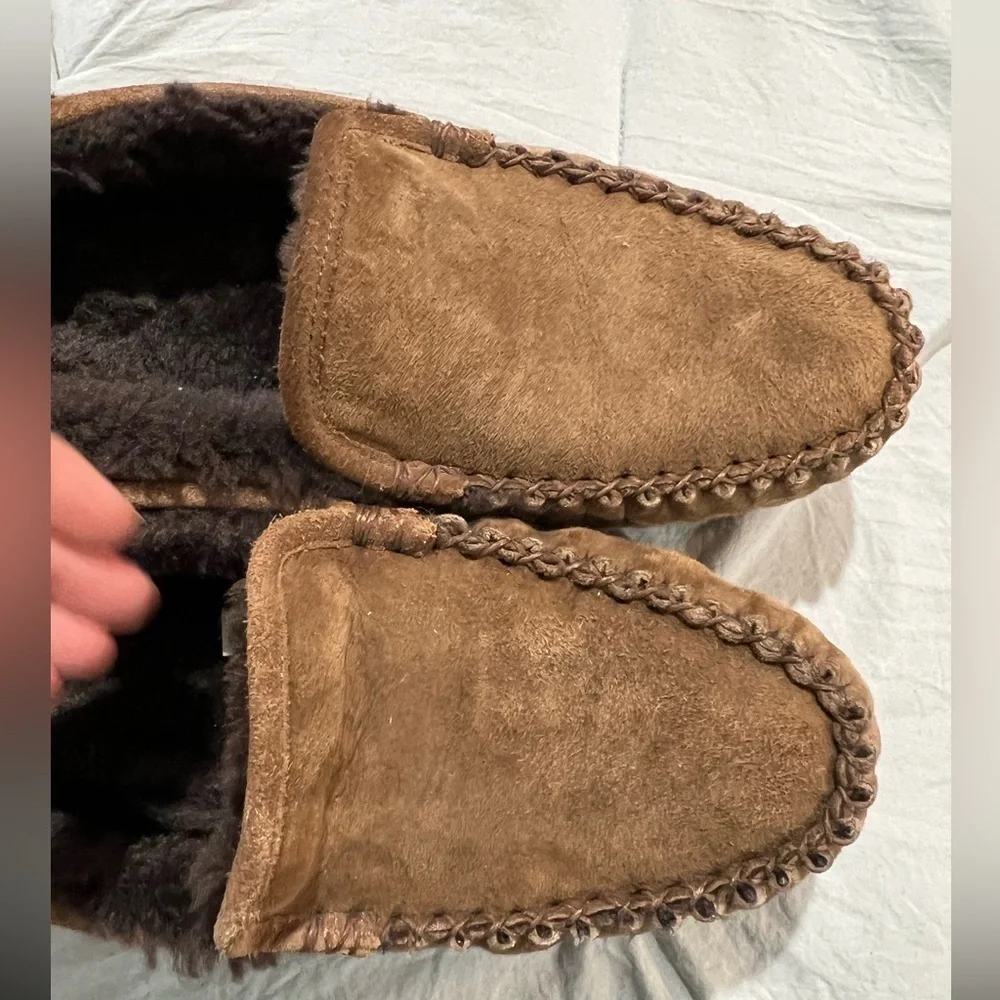 Cozy Brown Suede Men's Moccasin w lamb fur Slippers